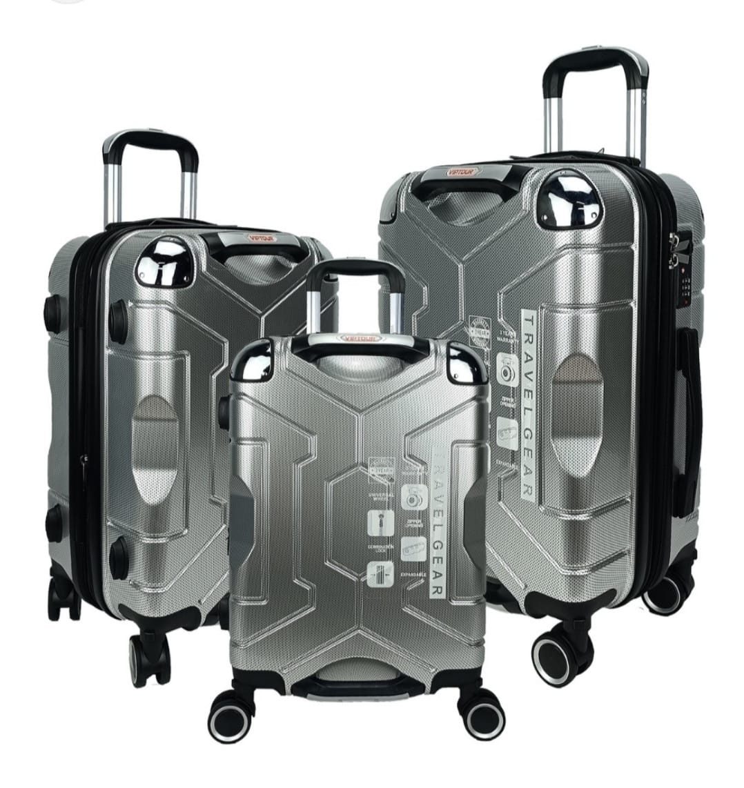 VIPTOUR Travel Gear Hardshell Spinner Luggage – Metallic Silver