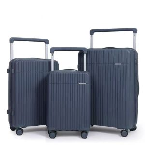 Premium Wide-Handle Hardshell Luggage Set – Slate Blue